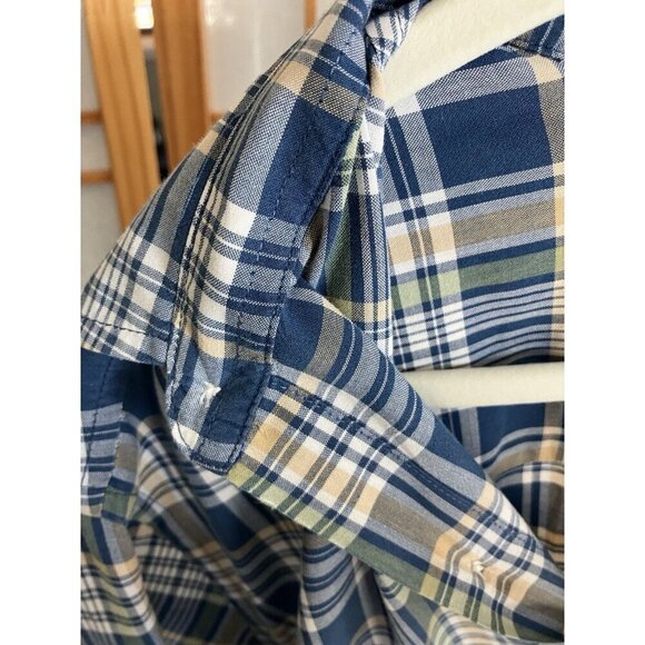 L.L. Bean Mens Medium Blue Plaid Long Sleeve Button Down Shirt OJAV1 100% Cotton - Picture 4 of 11
